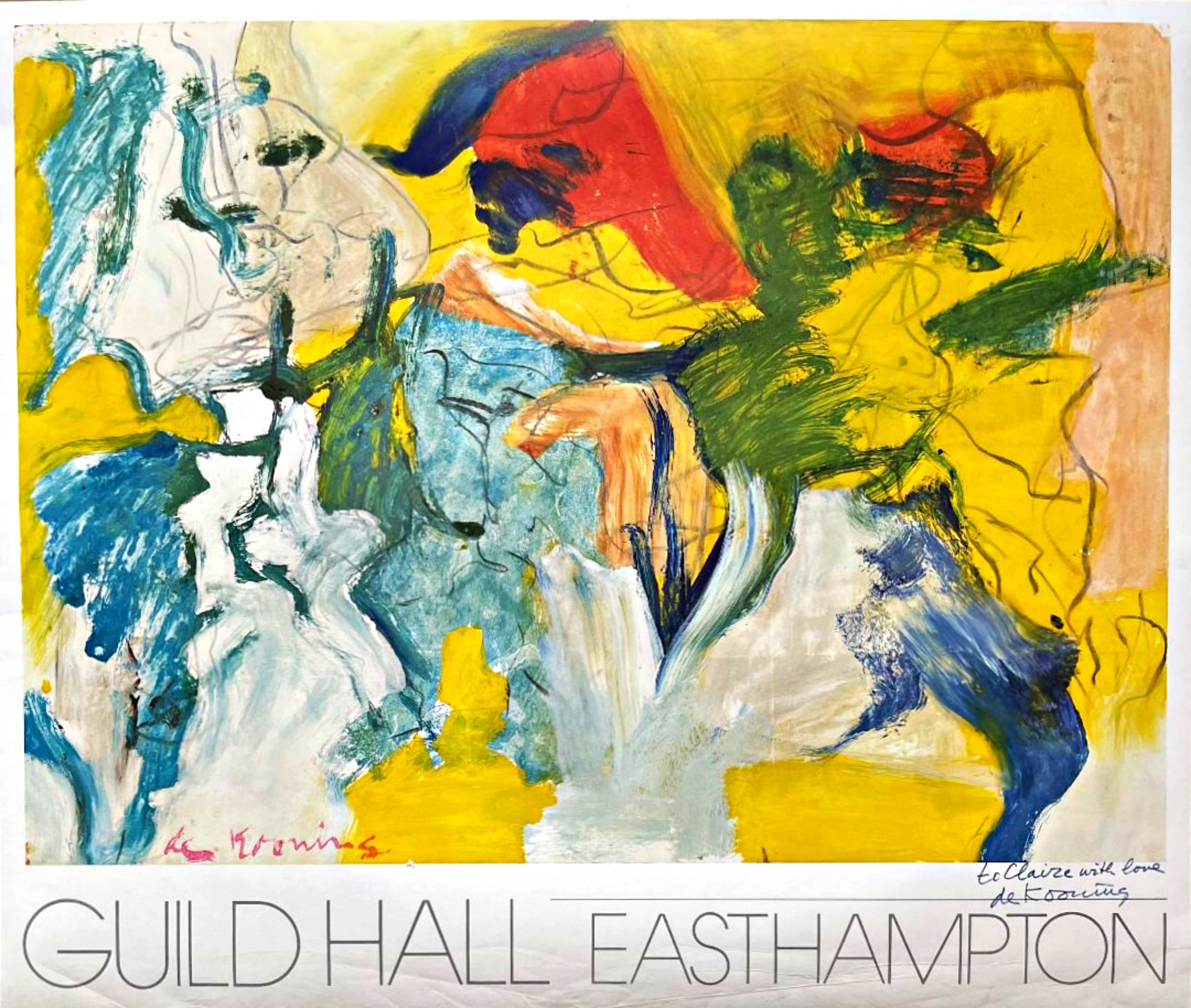 Willem de Kooning, Guild Hall, hand signed and inscribed to Claire
